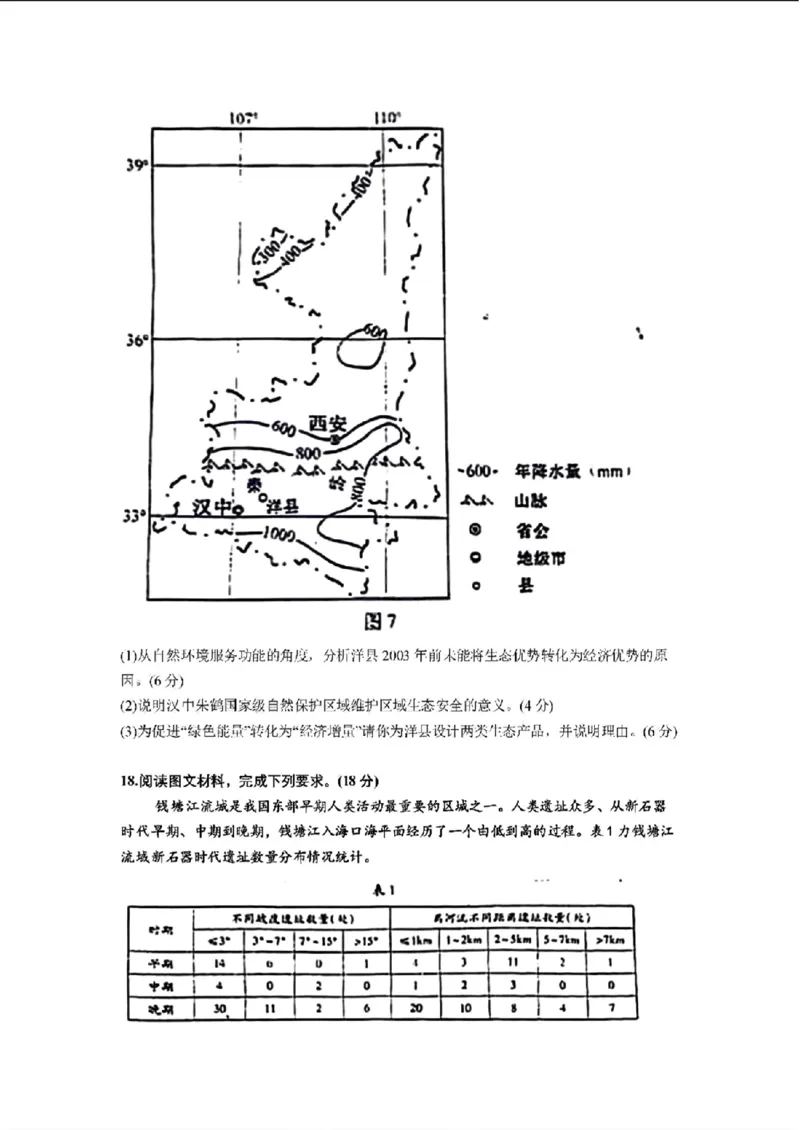 九省-地理(安徽)含答案_九省联考更新中_安徽（物化地）