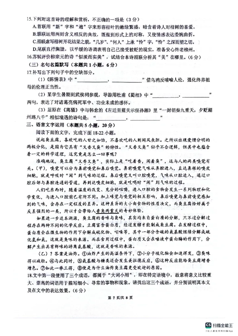 四川省绵阳南山中学2024-2025学年高二下学期6月月考语文+答案_2025年6月_250628四川省绵阳南山中学2024-2025学年高二下学期6月月考（期末热身考试）（全）