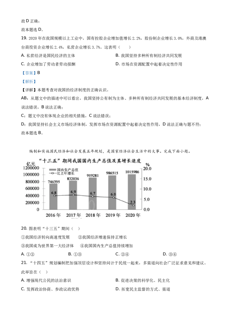 精品解析：2021年福建省中考道德与法治真题（解析版）_中考真题_7.政治中考真题2015-2024年_地区卷_福建省_福建中考道法17-22