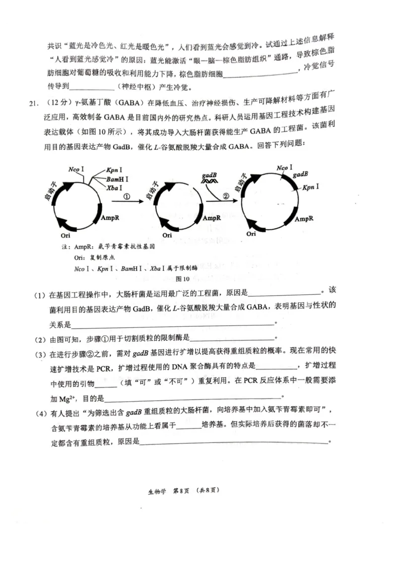 广西壮族自治区柳州市2024-2025学年高二下学期6月期末考试生物试题（含答案）_2025年6月_250627广西壮族自治区柳州市2024-2025学年高二下学期6月期末考试（全科）