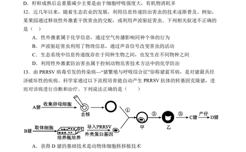 石家庄实验中学2026届高三年级第一学期期中考试生物_251103石家庄实验中学2026届高三年级第一学期期中考试（全科）