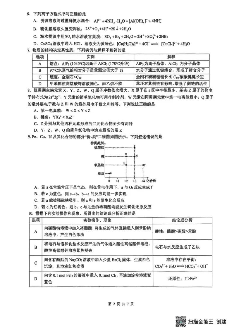 山大附中2025-2026学年第一学期高三化学月考试题_251103山西省太原市山西大学附属中学校2025-2026学年高三上学期10月模块诊断（总第五次）