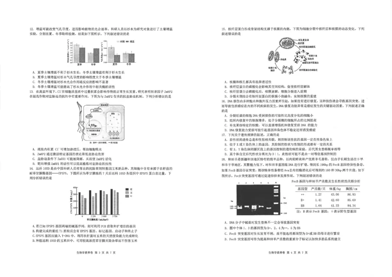 湖北省华中师大一附中2025年高考学科核心素养卷生物_2025年6月_2506042025届湖北省武汉市华中师范大学第一附属中学高三下学期核心素养卷（全科）