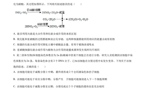 湖南省衡阳市雁峰区衡阳市第八中学2025-2026学年高三上学期11月期中生物试题（原卷版）_2025年11月_251112湖南省衡阳市第八中学2026届高三上学期期中考试（全科）