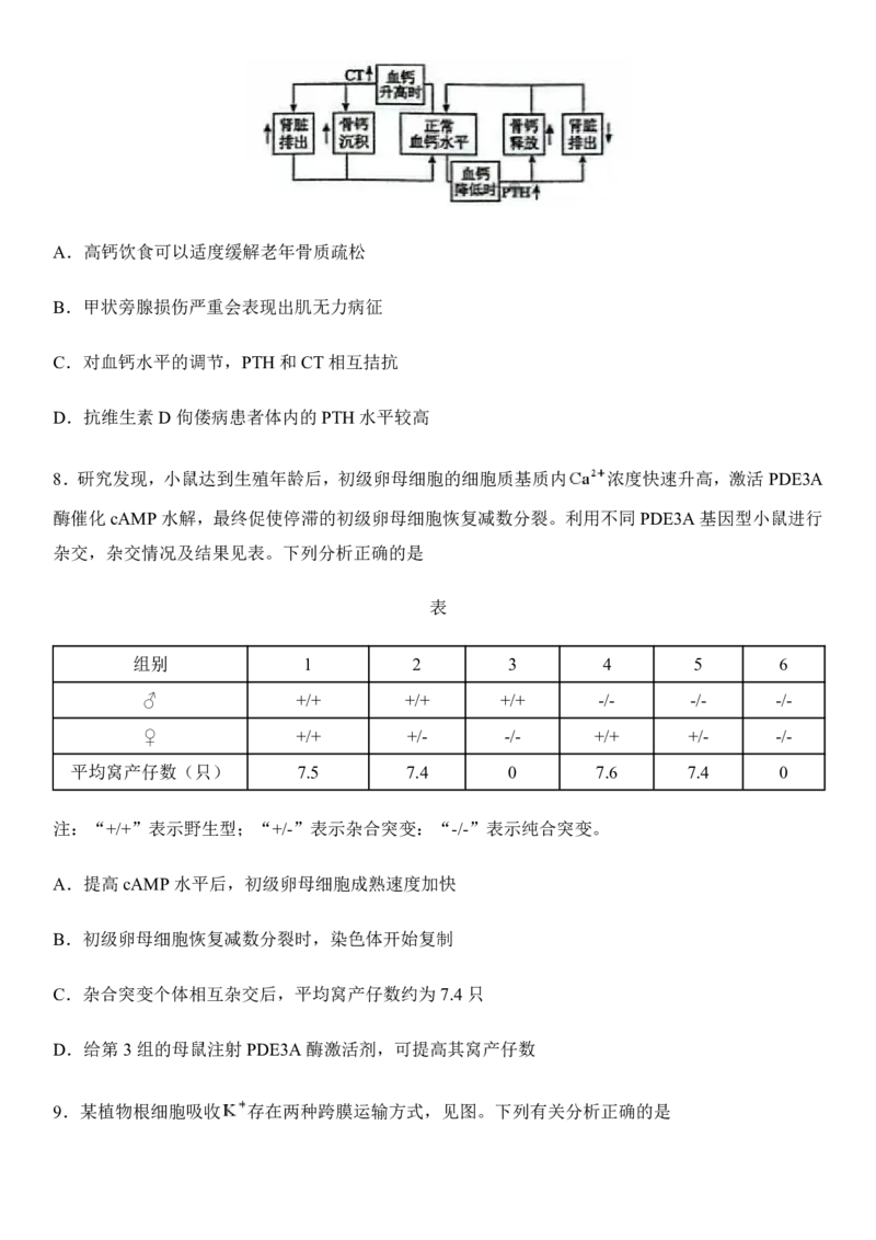 2025年广西高考生物真题及答案_1.高考2025全国各省真题+答案_00.2025各省市高考真题及答案（按省份分类）_21、广西卷（全科，持续更新）_6.生物