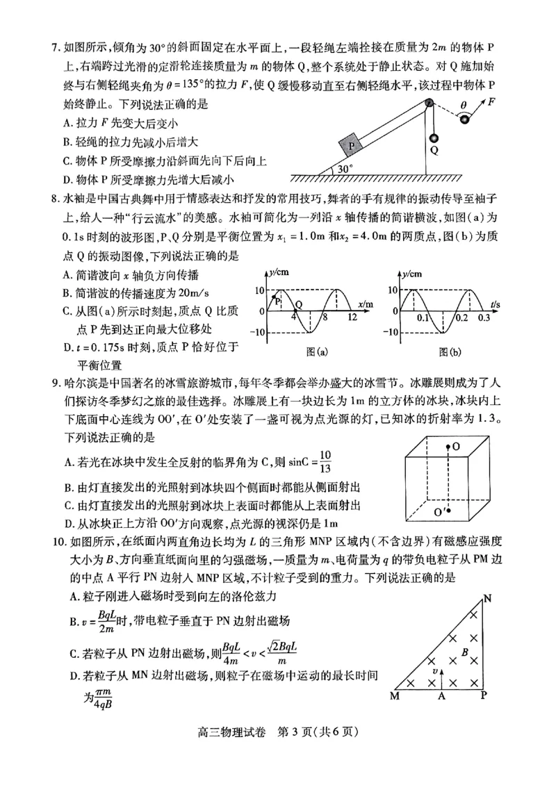 物理-湖北元月调考暨湖北省部分市州元月高三期末联考_2024届湖北元月调考暨湖北省部分市州元月高三期末联考