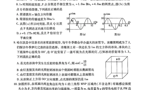 物理-湖北元月调考暨湖北省部分市州元月高三期末联考_2024届湖北元月调考暨湖北省部分市州元月高三期末联考