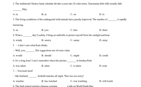 精品解析：2022年江苏省镇江市中考英语真题（原卷版）_中考真题_3.英语中考真题2015-2024年_2022中考英语真题143份11