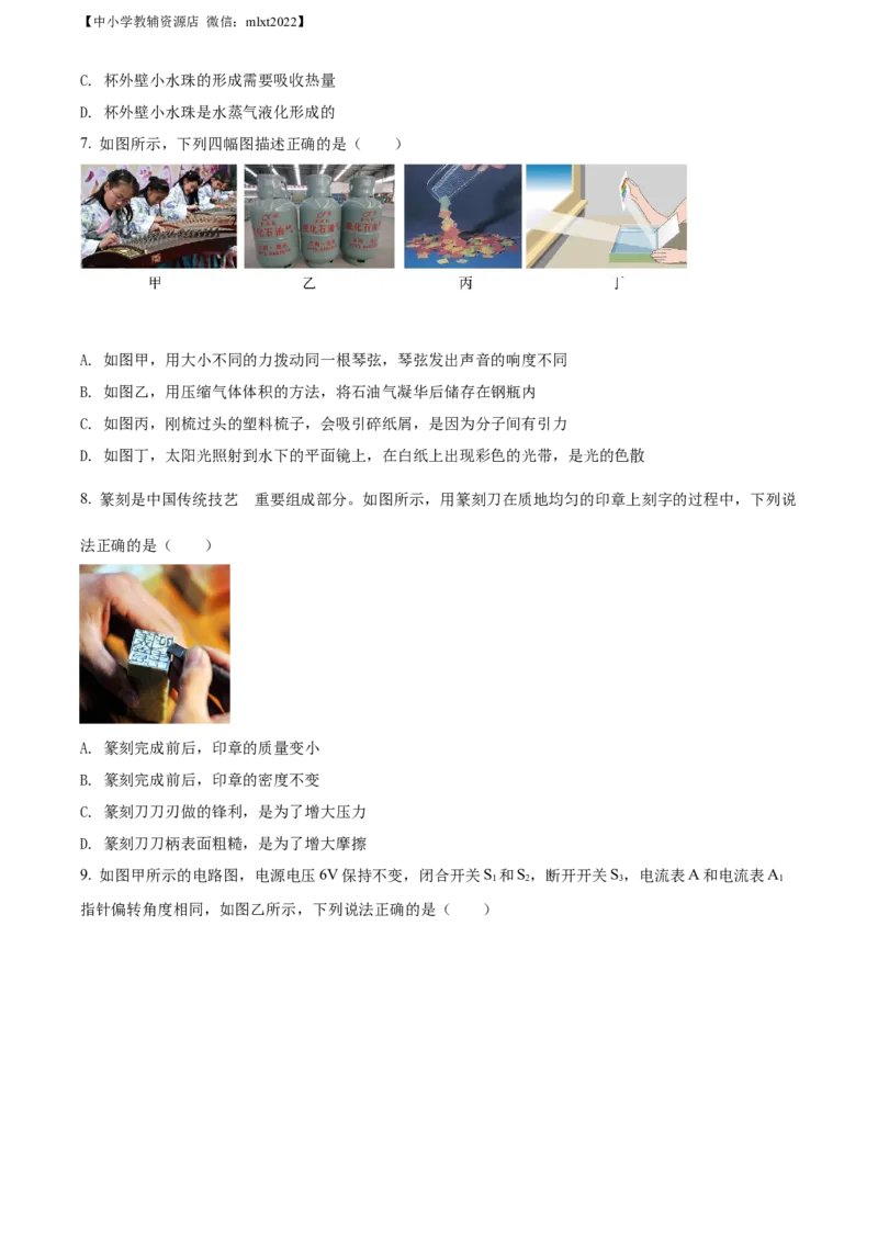 精品解析：2022年辽宁省沈阳市中考物理试题（原卷版）_中考真题_4.物理中考真题2015-2024年_2022中考物理真题128份14