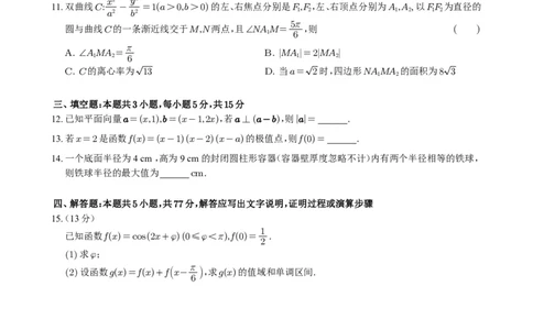 2025年普通高等学校招生全国统一考试（新Ⅱ卷）_2025高考真题