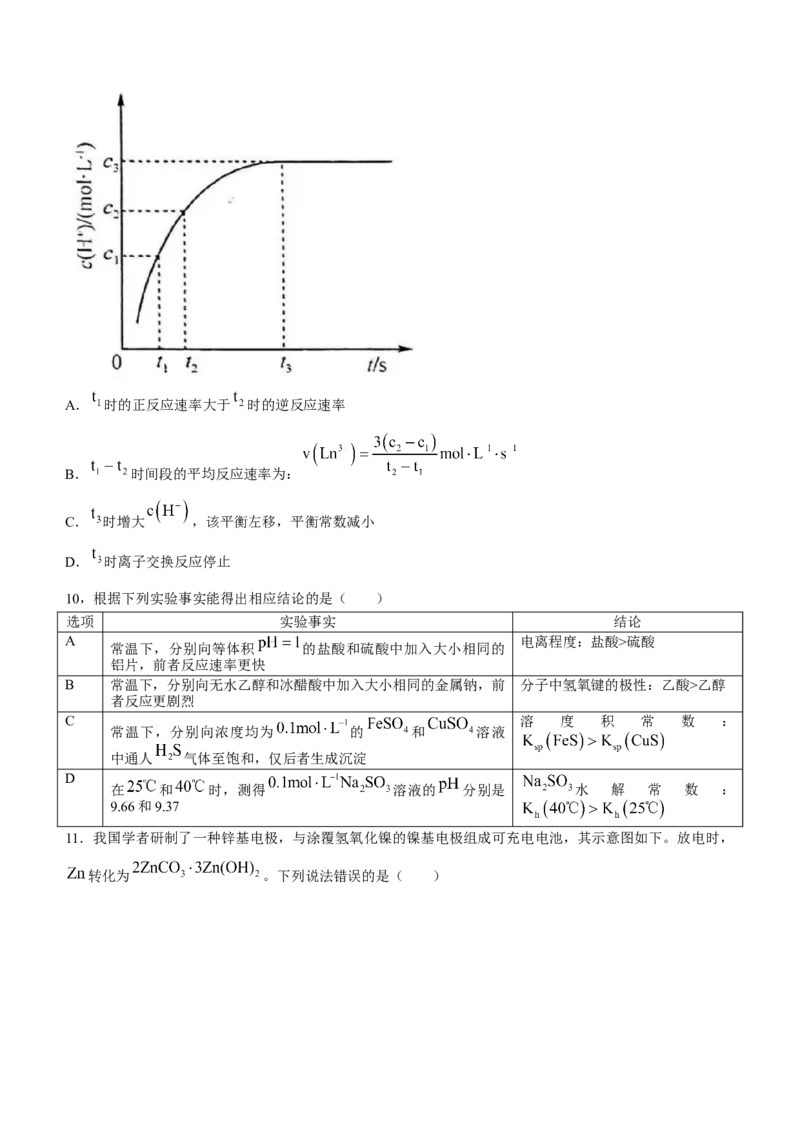 安徽化学试题(无答案)_九省联考更新中_安徽（物化地）