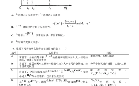 安徽化学试题(无答案)_九省联考更新中_安徽（物化地）