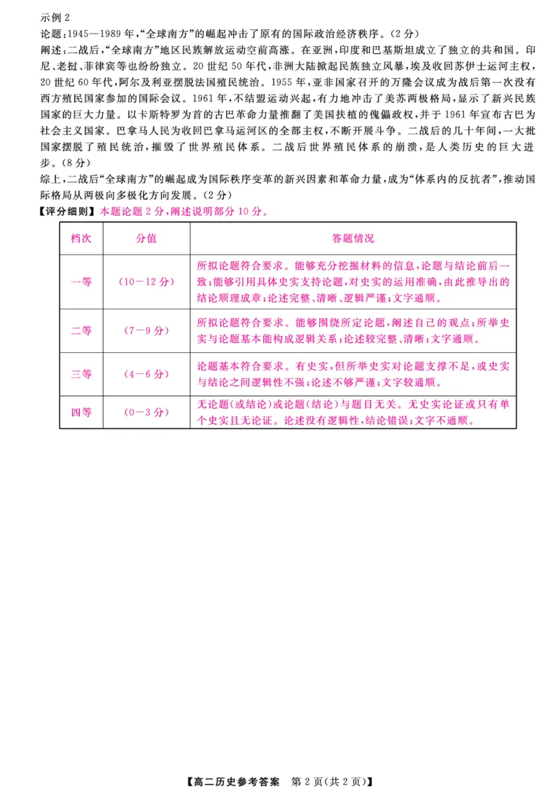 金科&middot;新未来7月3-4日高二联考-历史评分细则_2025年7月_250707河南省金科&middot;新未来2024-2025学年高二下学期期末联考考试（全科）_金科&middot;新未来7月3-4日高二联考答案