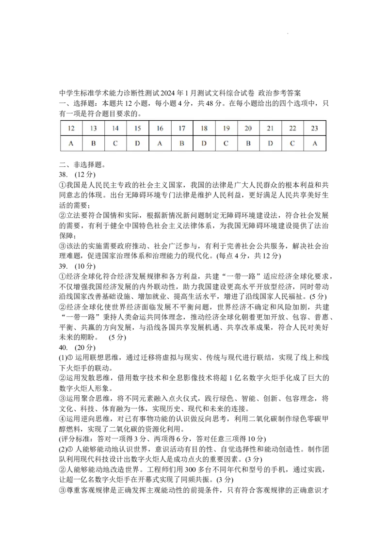THUSSAT中学生标准学术能力诊断性测试2024年1月测试文综_2024届THUSSAT中学生标准学术能力诊断性测试2024年1月测试全科_THUSSAT中学生标准学术能力诊断性测试2024年1月测试文综