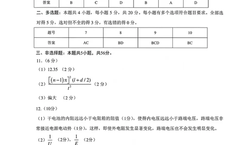 物理答案1_2024届湖南省株洲市高三上学期教学质量统一检测（一）_湖南省株洲市2024届高三上学期教学质量统一检测（一）物理