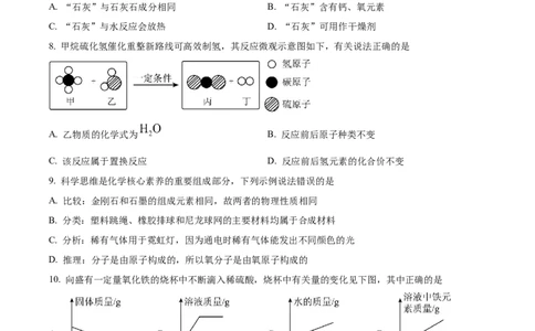精品解析：2023年江西省中考化学真题（原卷版）_中考真题_5.化学中考真题2015-2024年_2023年中考化学真题7.20_精品解析：2023年江西省中考化学真题