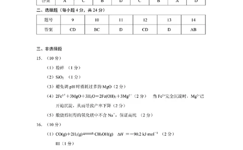 海口市2024届高三摸底考试化学答案_2024届海南省海口市高三上学期1月摸底考试（海口一模）_海南省海口市2024届高三上学期1月摸底考试（海口一模）化学