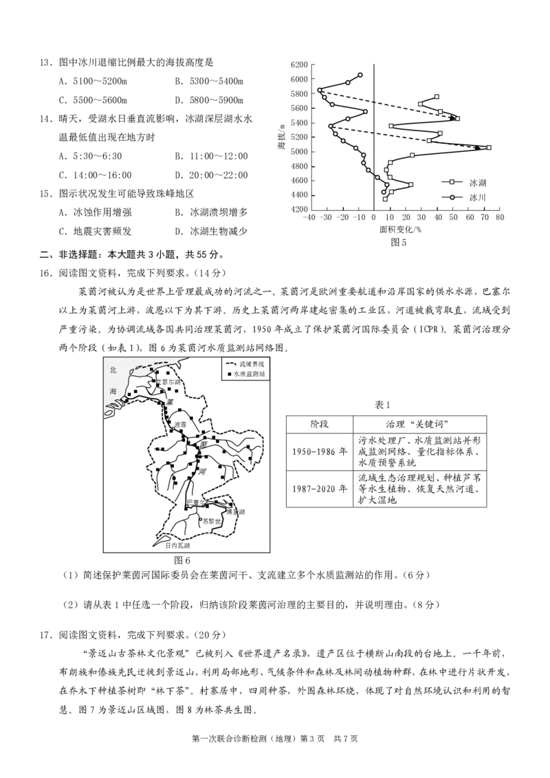 康德2024年重庆市普通高中学业水平选择性考试高三第一次联合诊断检测地理试题_2024届重庆一诊康德卷普通高等学校招生全国统一考试高三第一次联合诊断检测