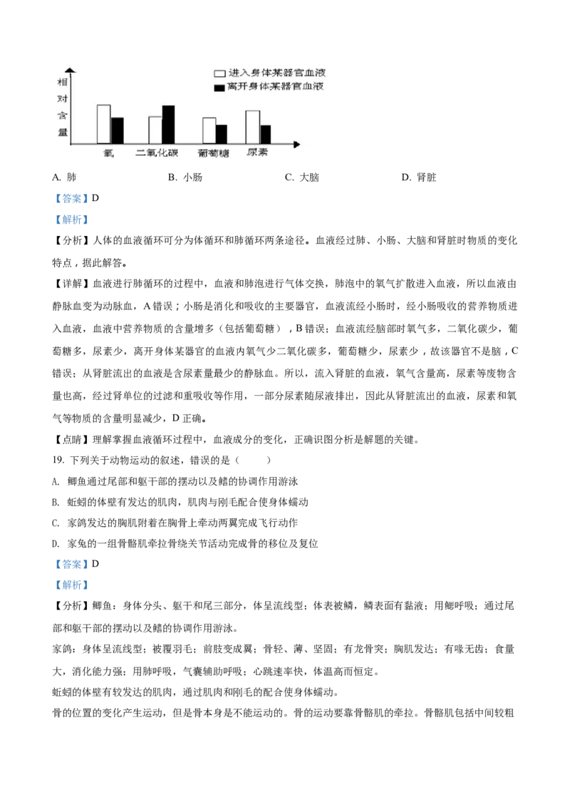 精品解析：2022年山东省聊城市中考生物真题（解析版）_中考真题_8.生物中考真题2015-2024年_2022年全国中考生物114份14