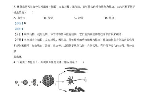 精品解析：2022年山东省聊城市中考生物真题（解析版）_中考真题_8.生物中考真题2015-2024年_2022年全国中考生物114份14
