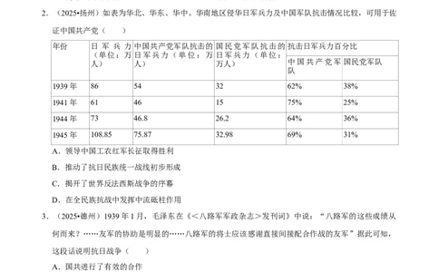 2026年中考历史常考考点专题之抗日战争_162026年中考七科常考考点专题资料_006中考历史常考考点专题