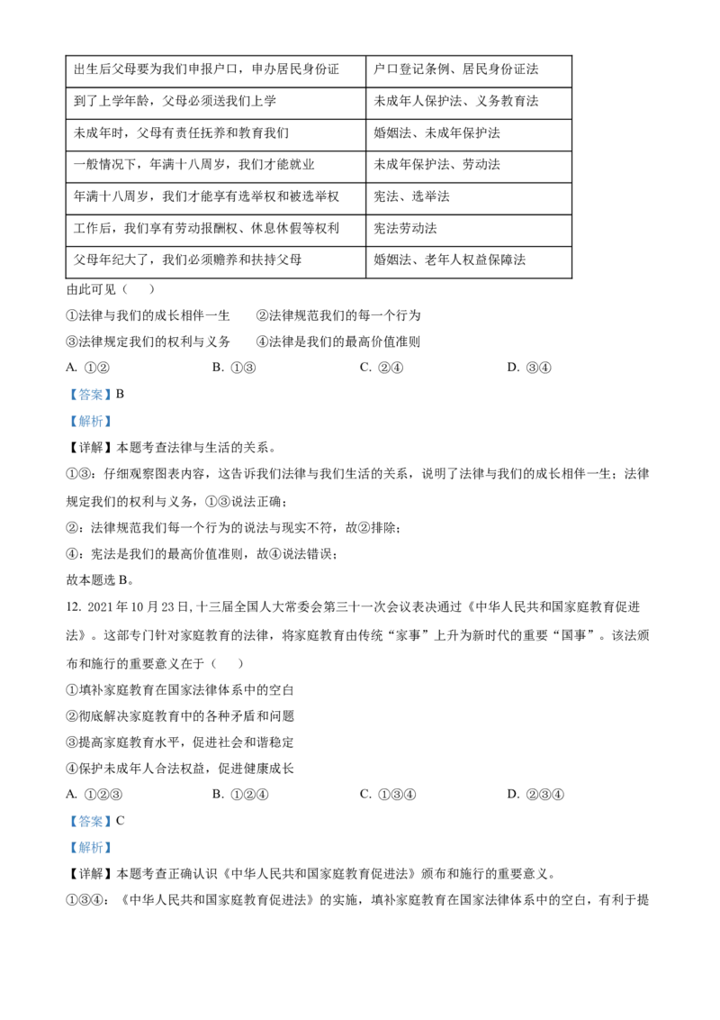 精品解析：2022年四川省成都市毕业会考道德与法治试题（解析版）_中考真题_7.政治中考真题2015-2024年_2022政治真题102份18