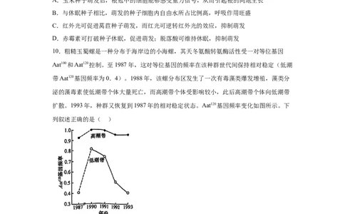 安徽2025年高考安徽生物高考真题文档版_1.高考2025全国各省真题+答案_00.2025各省市高考真题及答案（按省份分类）_10、安徽卷（9科全）_6.生物