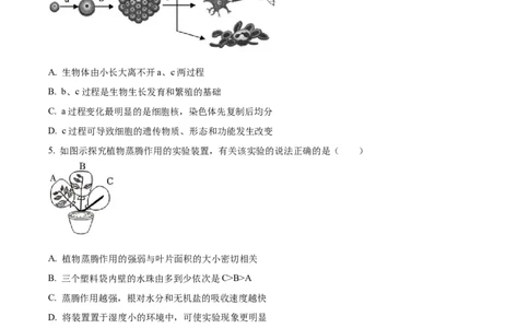 精品解析：2023年山东省滨州市中考生物真题（原卷版）(1)_中考真题_8.生物中考真题2015-2024年_2023年全国中考生物7.20_精品解析：2023年山东省滨州市中考生物真题