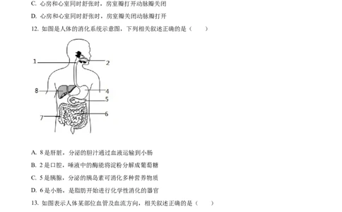 精品解析：2023年山东省滨州市中考生物真题（原卷版）(1)_中考真题_8.生物中考真题2015-2024年_2023年全国中考生物7.20_精品解析：2023年山东省滨州市中考生物真题