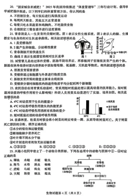 2025烟台中考生物真题试卷_2025全国各地《中考真题试卷及答案》_2025烟台中考真题及答案