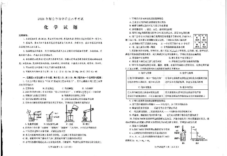 2025烟台中考化学真题试卷_2025全国各地《中考真题试卷及答案》_2025烟台中考真题及答案