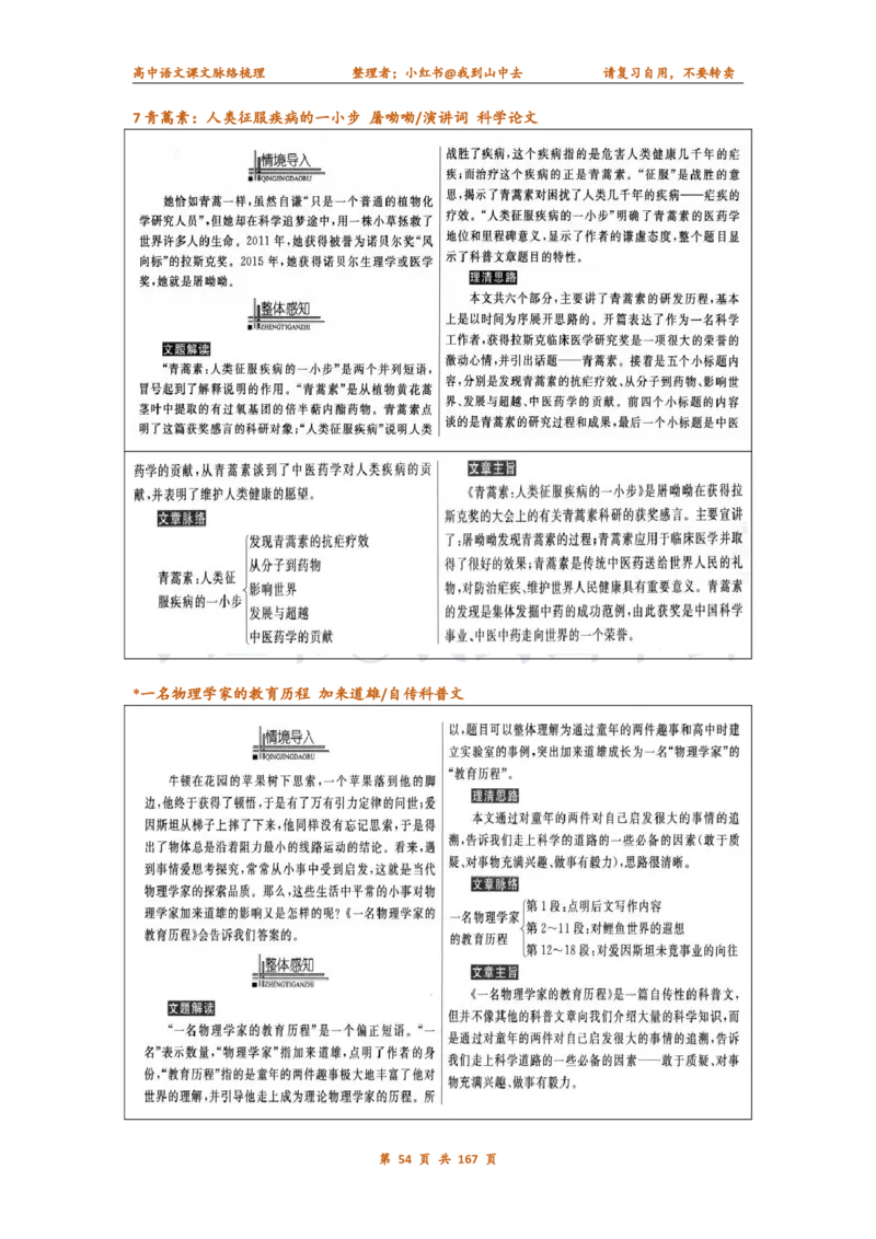课文脉络梳理_4-教培资料-26年最新资料-同步更新_初中高中教资_03科三专项（进去保存报考的学科即可）_02科三专项（笔记真题思维导图教学设计版本二）_课文梳理（简洁）