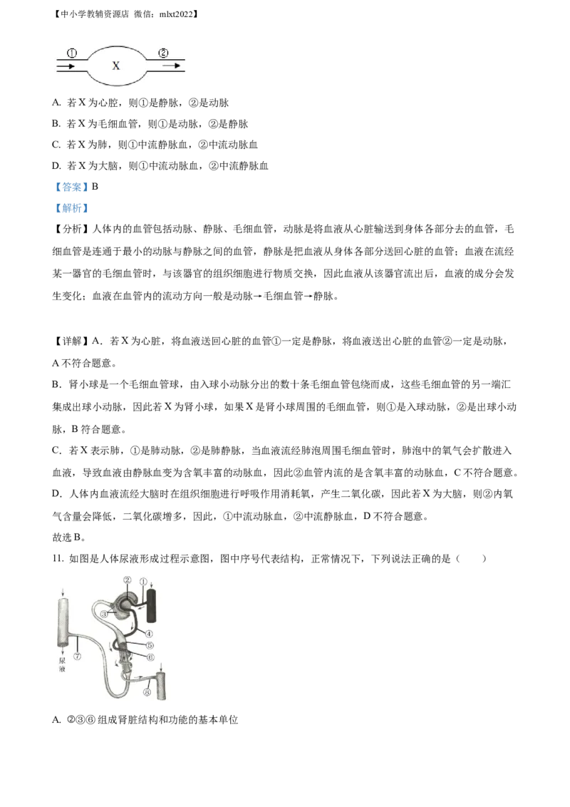 精品解析：2022年湖北省十堰市结业考试生物试题（解析版）_中考真题_8.生物中考真题2015-2024年_2022年全国中考生物114份14
