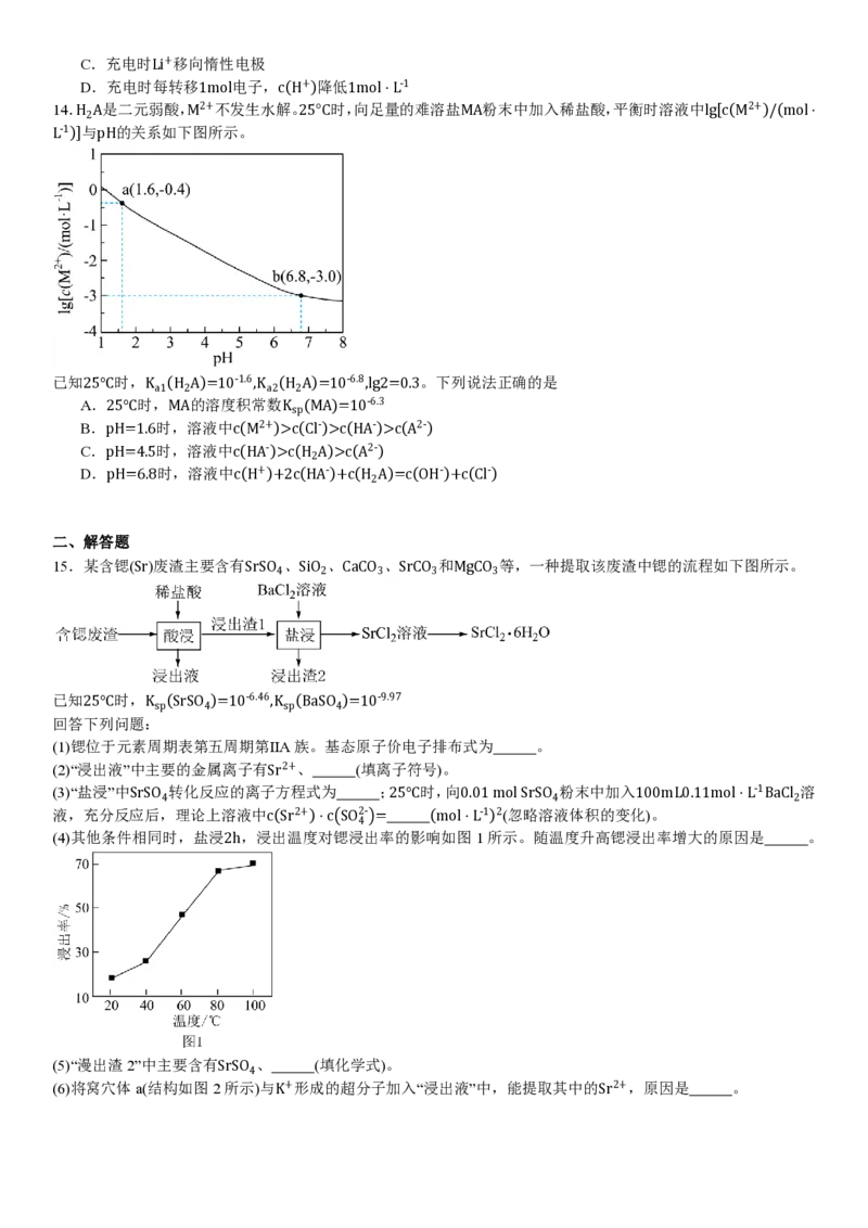 安徽化学-试题_1.高考2025全国各省真题+答案_00.2025各省市高考真题及答案（按省份分类）_10、安徽卷（9科全）_5.化学