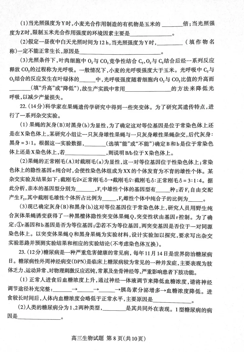 山东省泰安市2023&mdash;2024学年高三上学期期末考试生物试题_2024届山东省泰安市高三上学期期末考试_山东省泰安市2024届高三上学期期末考试生物_新建文件夹(2)