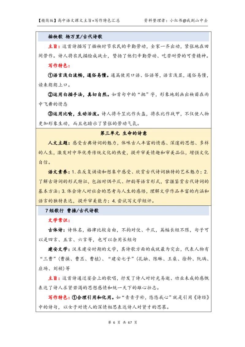 精简课文主旨+写作特色梳理_4-教培资料-26年最新资料-同步更新_初中高中教资_03科三专项（进去保存报考的学科即可）_02科三专项（笔记真题思维导图教学设计版本二）