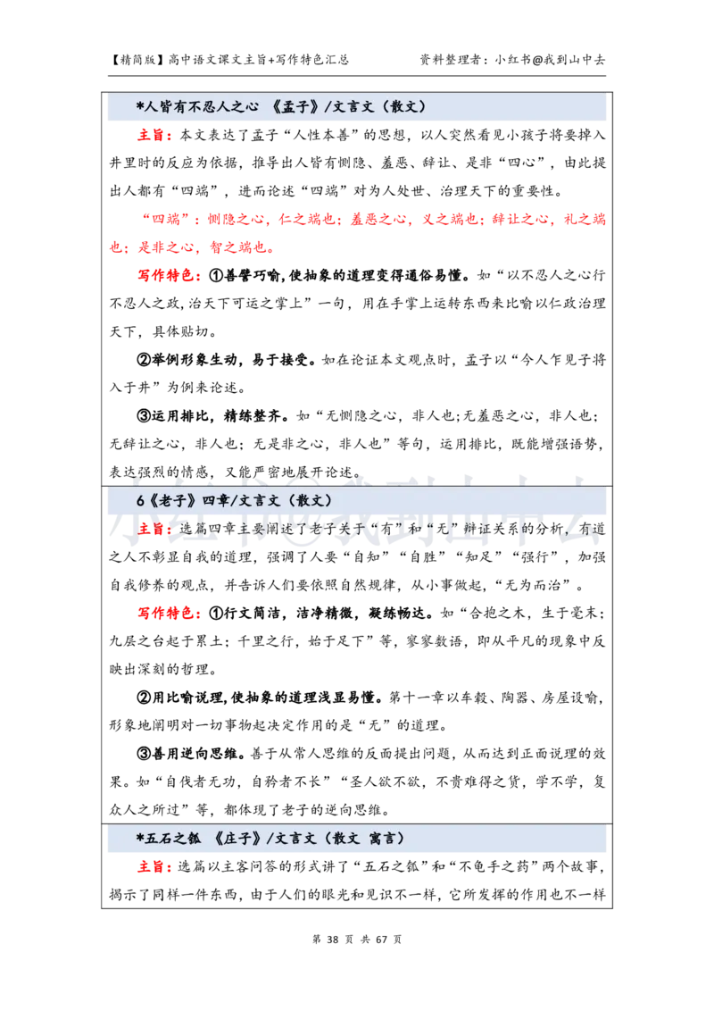 精简课文主旨+写作特色梳理_4-教培资料-26年最新资料-同步更新_初中高中教资_03科三专项（进去保存报考的学科即可）_02科三专项（笔记真题思维导图教学设计版本二）