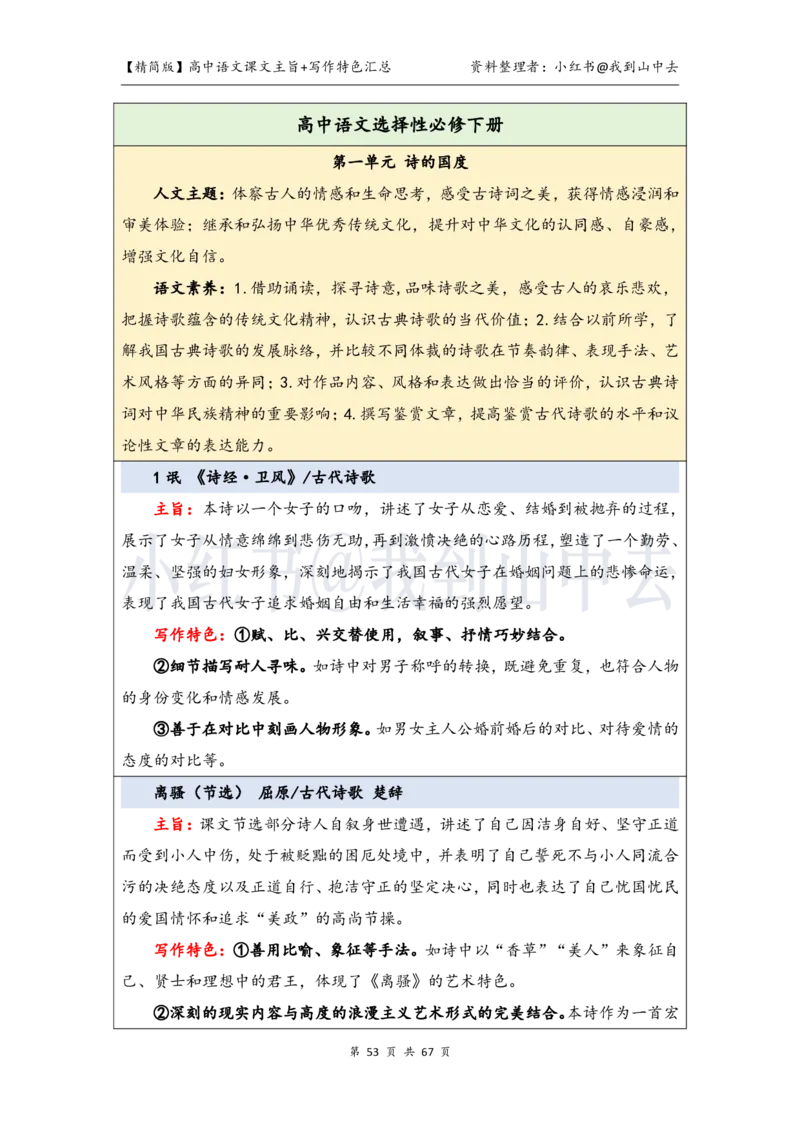 精简课文主旨+写作特色梳理_4-教培资料-26年最新资料-同步更新_初中高中教资_03科三专项（进去保存报考的学科即可）_02科三专项（笔记真题思维导图教学设计版本二）