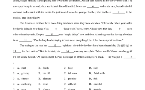 专题02完形填空15篇（原卷版）_1多考区联考试卷_0107好题汇编备战2024-2025学年高一英语上学期期末真题分类汇编（新高考通用）