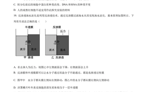 精品解析：重庆市一中2023-2024学年高三12月月考生物试题（原卷版）_2024届重庆市第一中学校高三上学期12月月考_重庆市第一中学校2024届高三上学期12月月考生物