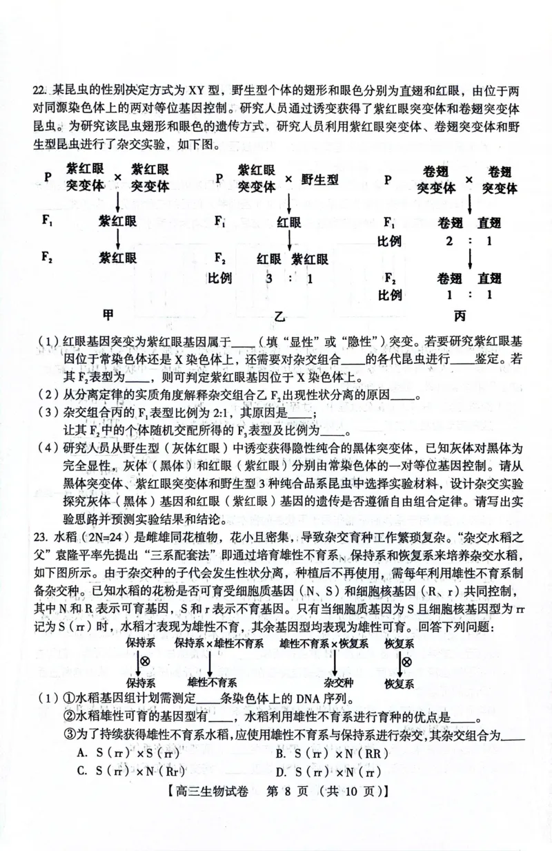 河南省三门峡市2023-2024学年度高三高三第一次大练习生物试题_2024届河南省三门峡市高三上学期第一次大练习_河南省三门峡市2024届高三上学期第一次大练习生物