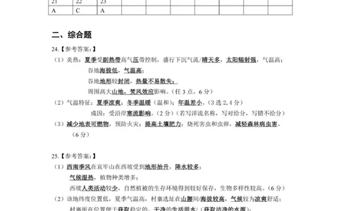 高三地理12月联考参考答案-南京市七校联合体12月高三_2025年12月_251212江苏省南京市七校联合体2025-2026学年高三上学期12月联合考试（全科）