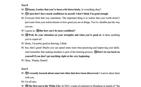 马鞍山二中2025届高三适应性考试听力部分原文_2025年6月_250602安徽省马鞍山二中2025届高三年级高考适应性考试（全科）_答案