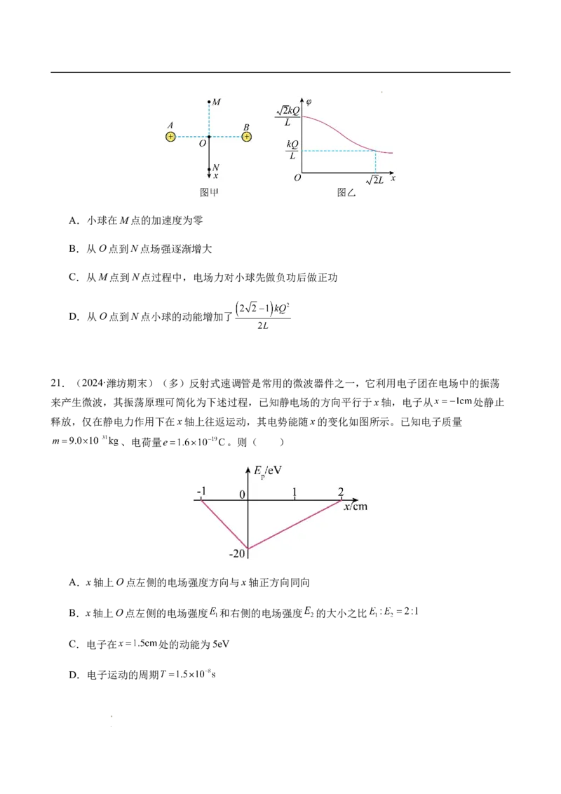 专题03静电场中的图像问题（新高考通用）（原卷版）(1)_1多考区联考_0109好题汇编备战2024-2025学年高二物理上学期期末真题分类汇编（新高考通用）