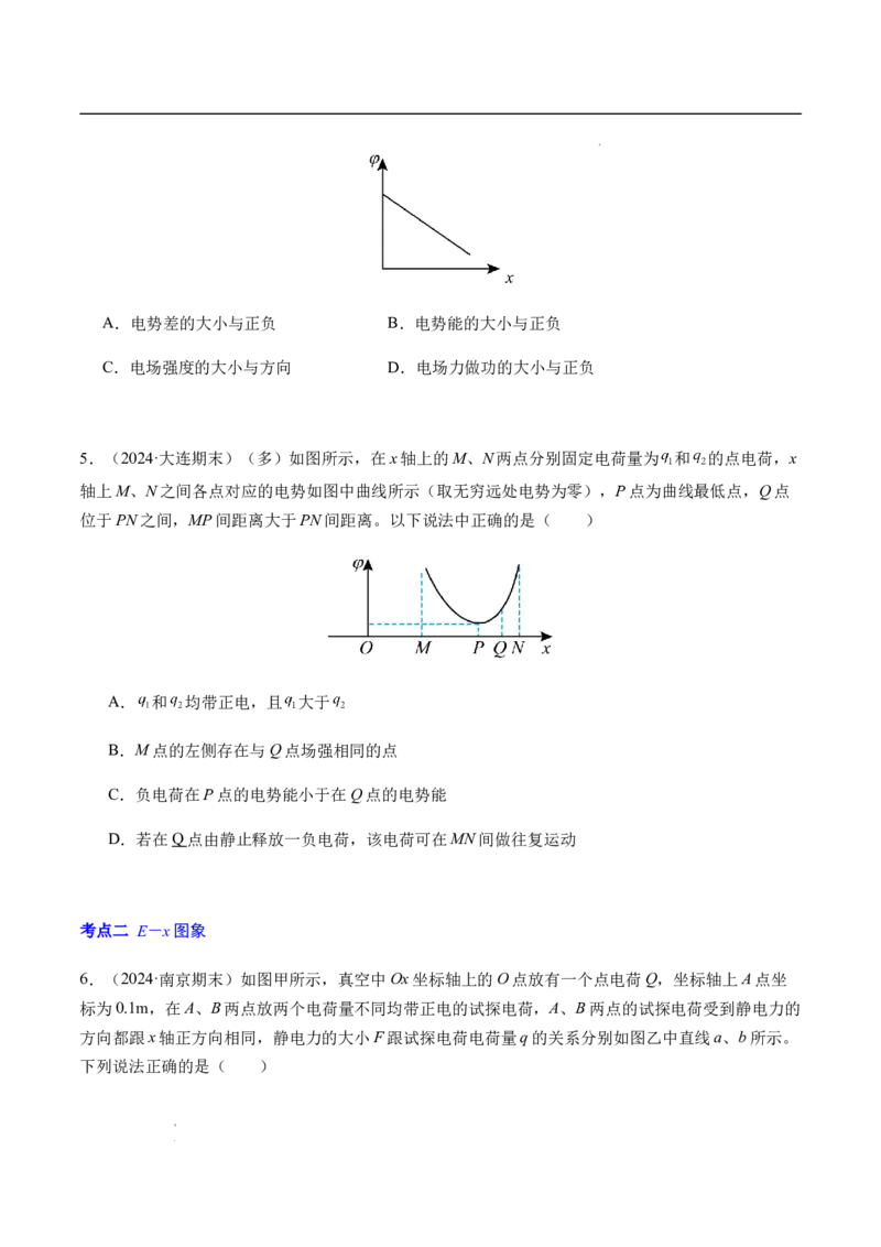 专题03静电场中的图像问题（新高考通用）（原卷版）(1)_1多考区联考_0109好题汇编备战2024-2025学年高二物理上学期期末真题分类汇编（新高考通用）
