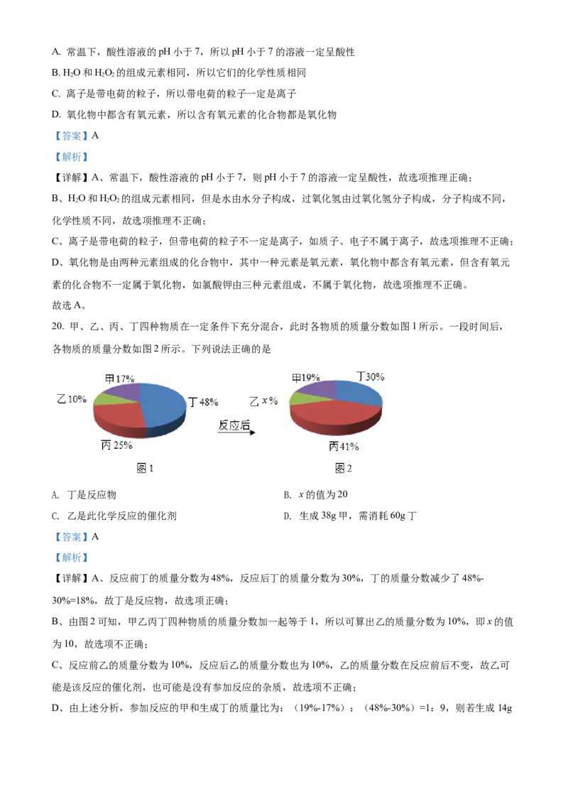 精品解析：2022年湖南省衡阳市中考化学真题（解析版）_中考真题_5.化学中考真题2015-2024年_2022年中考化学真题（127份）14