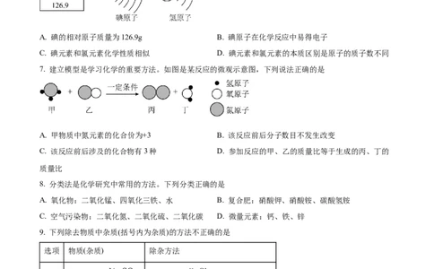 精品解析：2023年山东省威海市中考化学真题（原卷版）_中考真题_5.化学中考真题2015-2024年_2023年中考化学真题7.20_精品解析：2023年山东省威海市中考化学真题