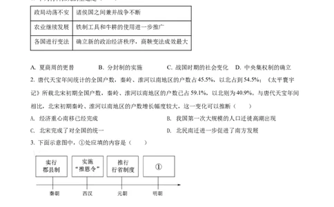 精品解析：2022年山东省泰安市中考历史真题（原卷版）_中考真题_6.历史中考真题2015-2024年_2022中考历史真题104份18