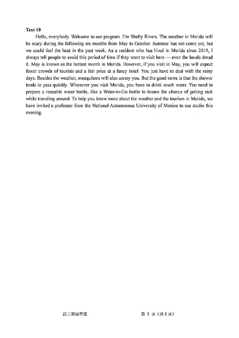 英语答案-2506衢州高二期末_2025年6月_250620浙江省衢州市2024-2025学年高二下学期6月教学质量检测（全科）_浙江省衢州市2024-2025学年高二下学期6月教学质量检测英语