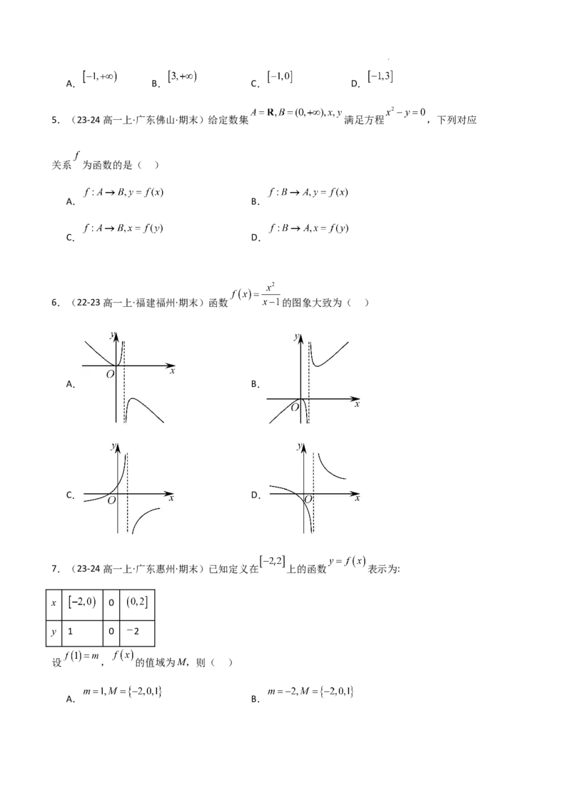 专题03函数的概念与性质（3种经典基础练+5种优选提升练）原卷版_1多考区联考试卷_0105好题汇编备战2024-2025学年高一数学上学期期末真题分类汇编（新高考通用）